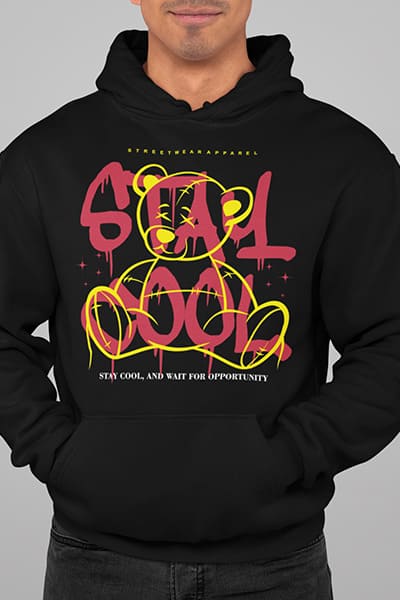 Herren Hoodie Stay Cool Front Print