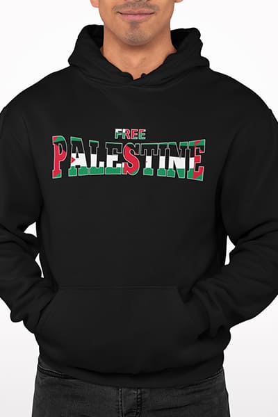 Herren Hoodie Free Palestine Kursif