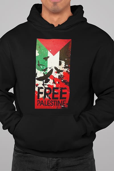Herren Hoodie Free Palestine Fahne Vogel Style