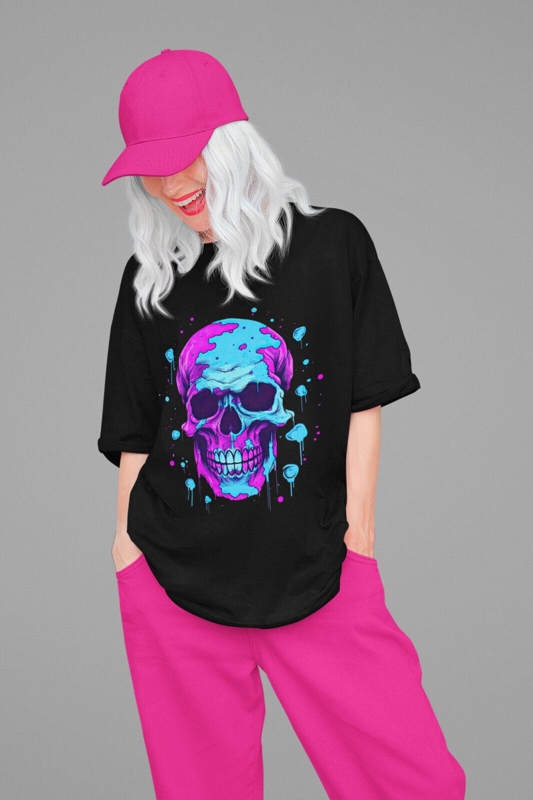 Damen Oversize Shirt Totenkopf Beatz