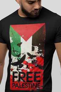 Herren T-Shirt Free Palestine Fahne Vogel Style