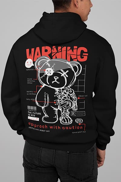 Herren Hoodie Warning Approch with caution