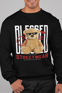 Herren Pullovert Blessed Front Print