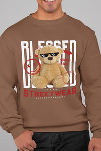 Herren Pullovert Blessed Front Print