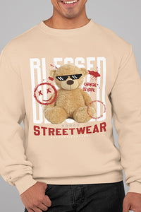 Herren Pullovert Blessed Front Print