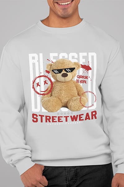 Herren Pullovert Blessed Front Print