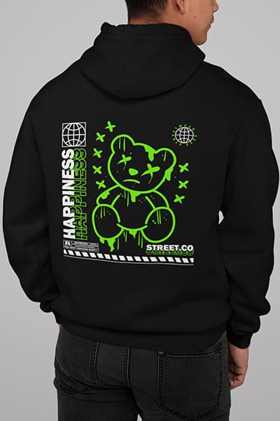Herren Hoodie Happiness Back Print