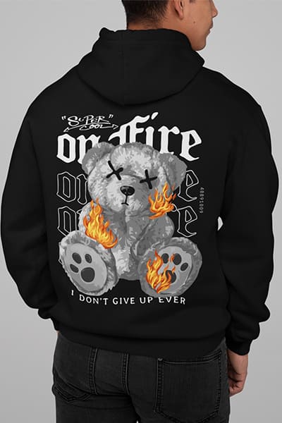 Herren Hoodie On Fire I Don´t Give Up Ever