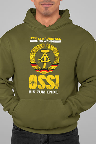 Herren Hoodie Trotz Mauerfall und wende OSSI bis zum Ende Front Print