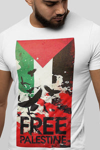 Herren T-Shirt Free Palestine Fahne Vogel Style
