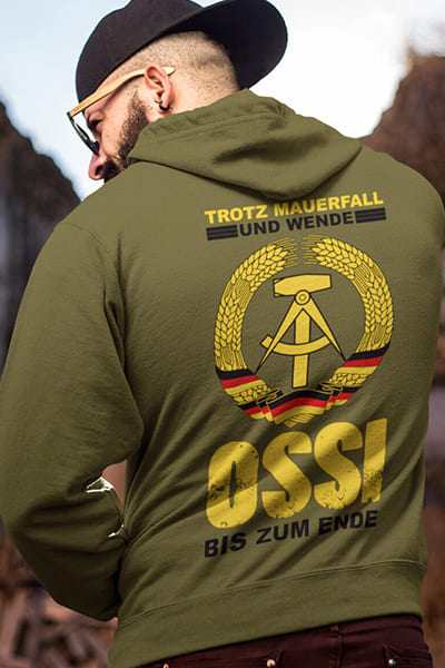 Herren Hoodie Trotz Mauerfall und wende OSSI bis zum Ende Back Print