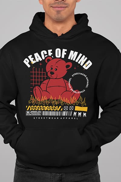 Herren Hoodie Peace of Mind Front Print