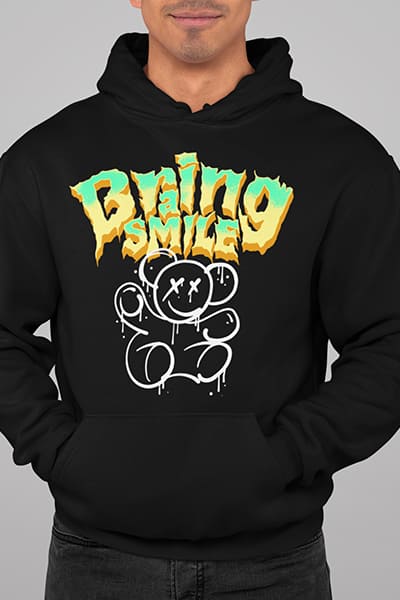 Herren Hoodie Braing Smile Front Print