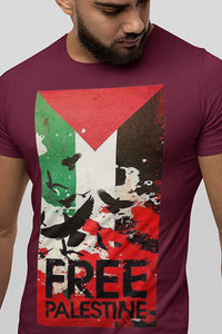 Herren T-Shirt Free Palestine Fahne Vogel Style