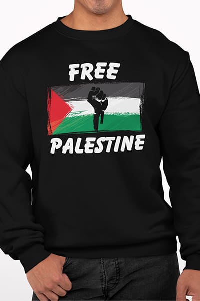 Herren Pullover Free Palestine Fahne Faust