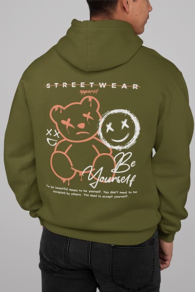 Herren Hoodie Apparel Be Yourself Back Print