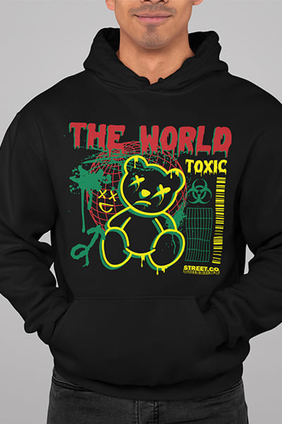Herren Hoodie The World Toxic Front Print