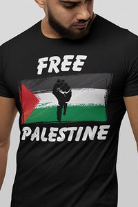 Herren T-Shirt Free Palestine Fahne Faust