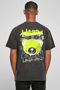 Herren Oversize Shirt Happy Laugh often Acid Washed