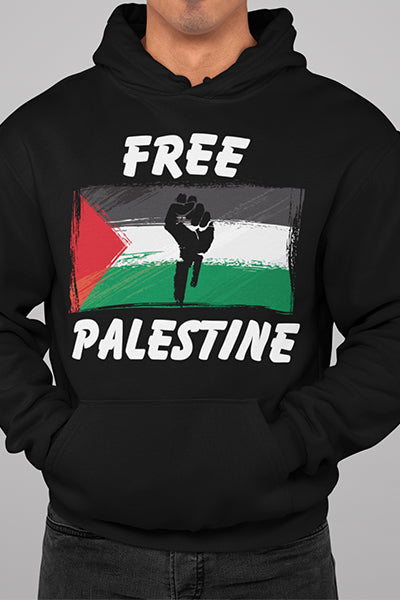 Herren Hoodie Free Palestine Fahne Faust