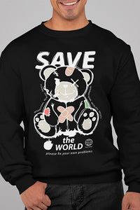 Herren Pullover Save the World Back Print