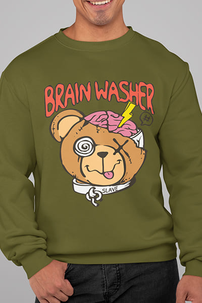 Herren Pullover Brain Washer Front Print