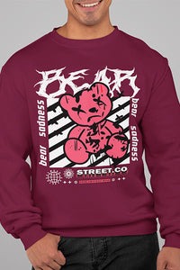 Herren Pullover Bear Sadness Front Print