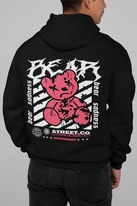 Herren Hoodie Bear Sadness Back Print