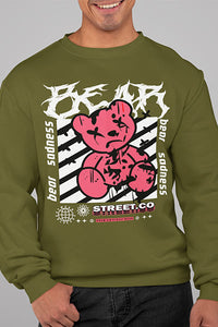 Herren Pullover Bear Sadness Front Print