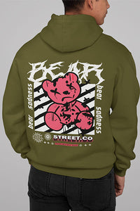 Herren Hoodie Bear Sadness Back Print