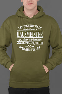 Herren Leg dich niemals mit einem Hausmeister an Hoodie