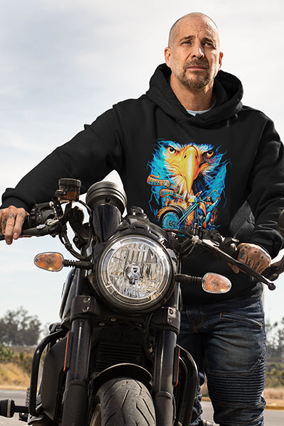 Herren Biker Hoodie Adler Motorrad T-Shirt