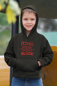 Kinder Hoodie mit "Kleiner Mensch, der seine Eltern völlig verrückt macht - vor allem vor Glück" Aufdruck