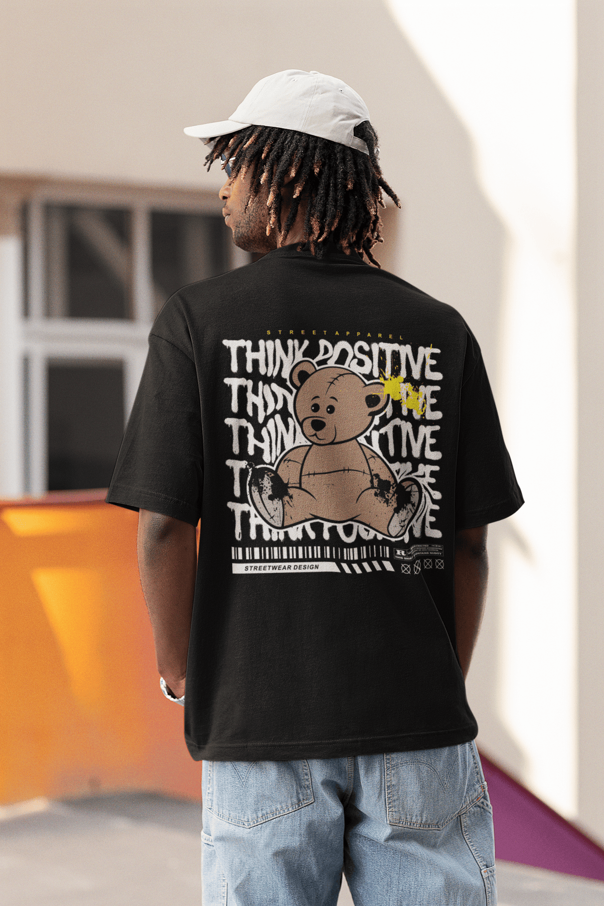 Herren Oversize Shirt Think Positiv