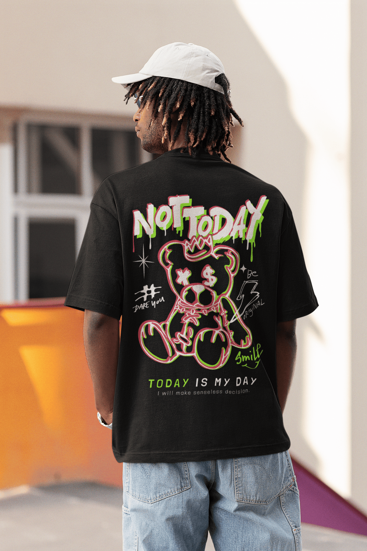 Herren Oversize Shirt Not Today Back Print