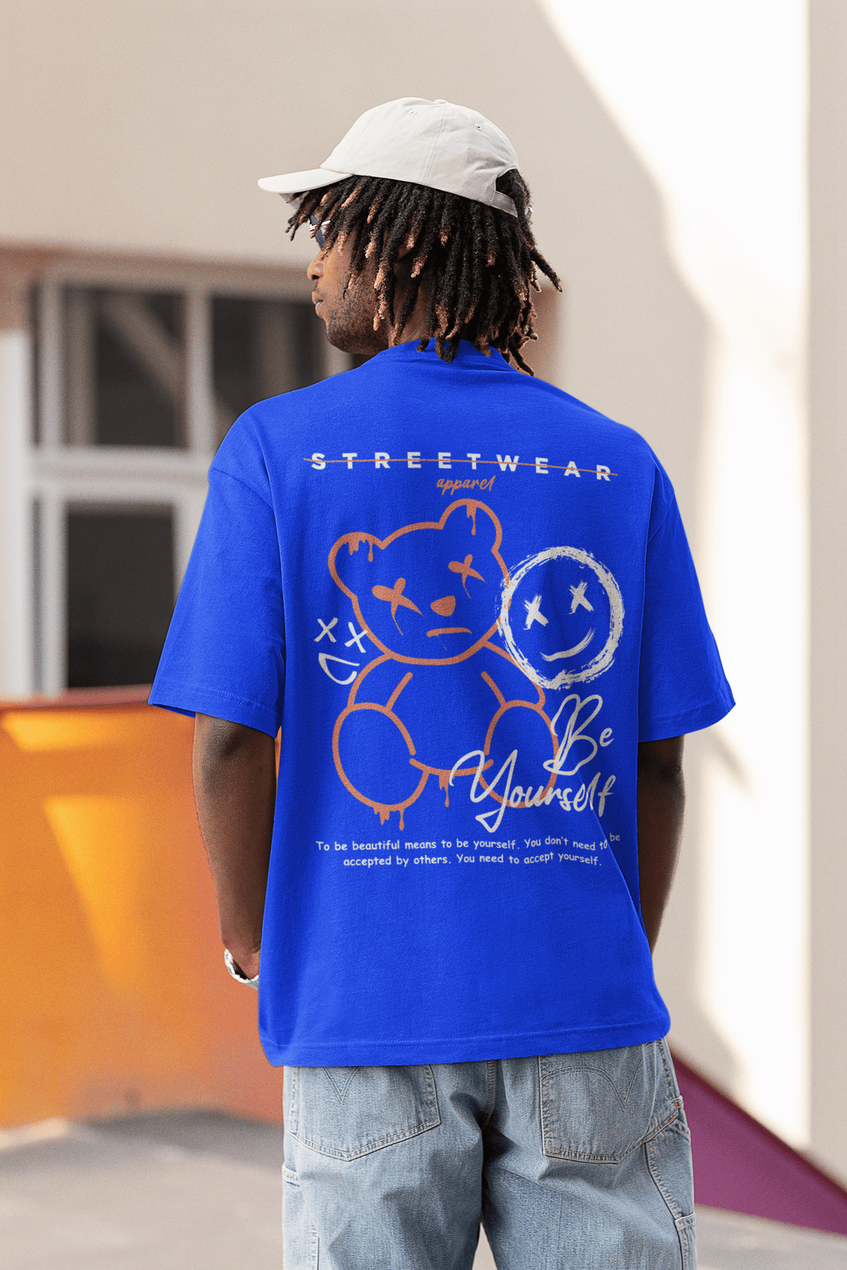 Herren Oversize Shirt Apparel Be Yourself Back Print