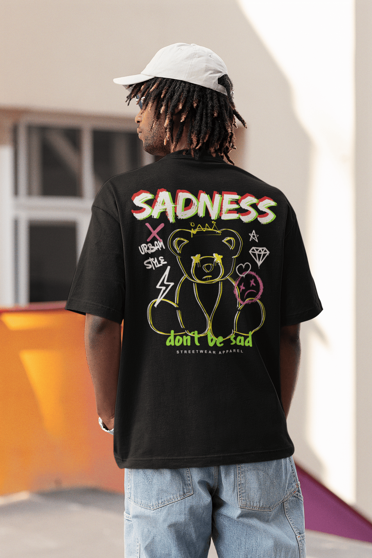Herren Oversize Shirt Sadness Back Print