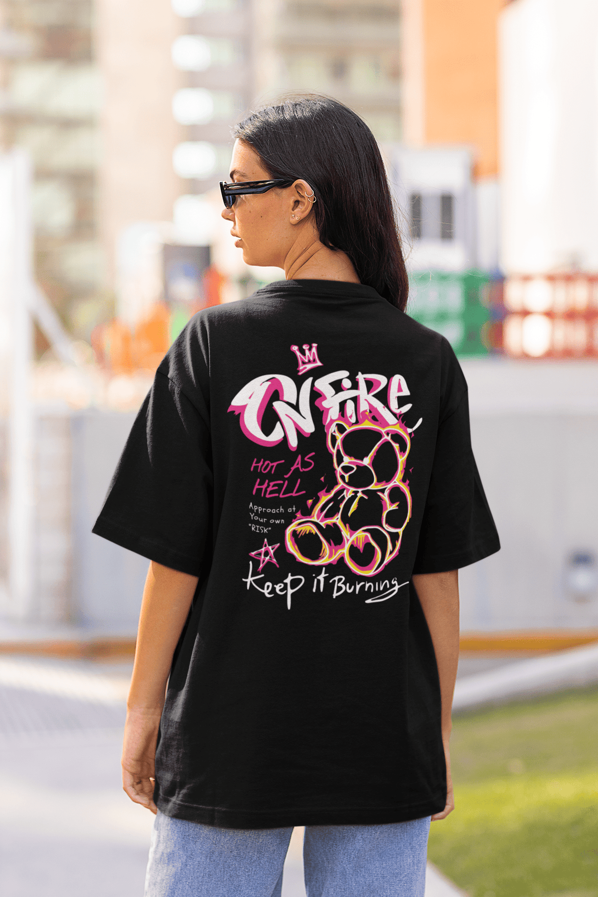 Damen Oversize Shirt On Fire Keep it Burning