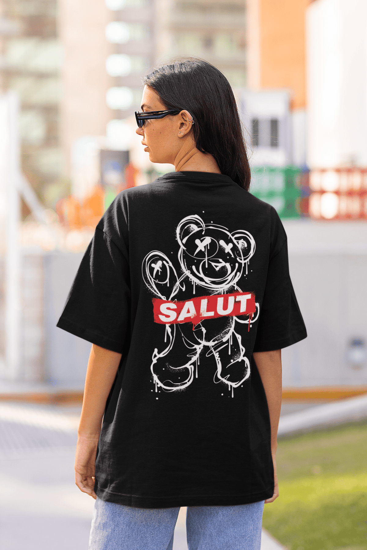 Damen Oversize Shirt Salut Back Print