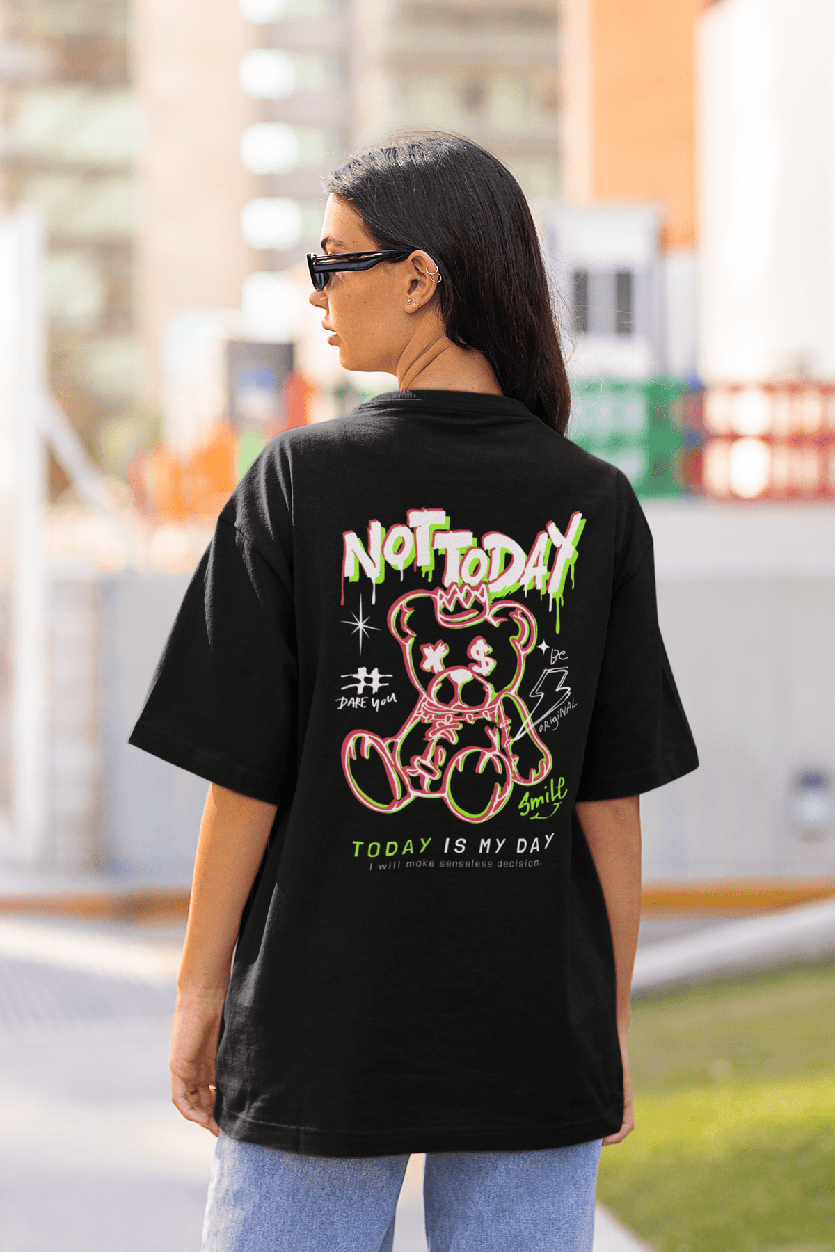 Damen Oversize Shirt Not Today Back Print
