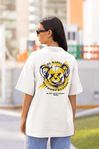 Damen Oversize Shirt Be Happy With out Reason Back Print