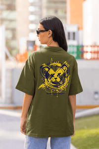 Damen Oversize Shirt Be Happy With out Reason Back Print