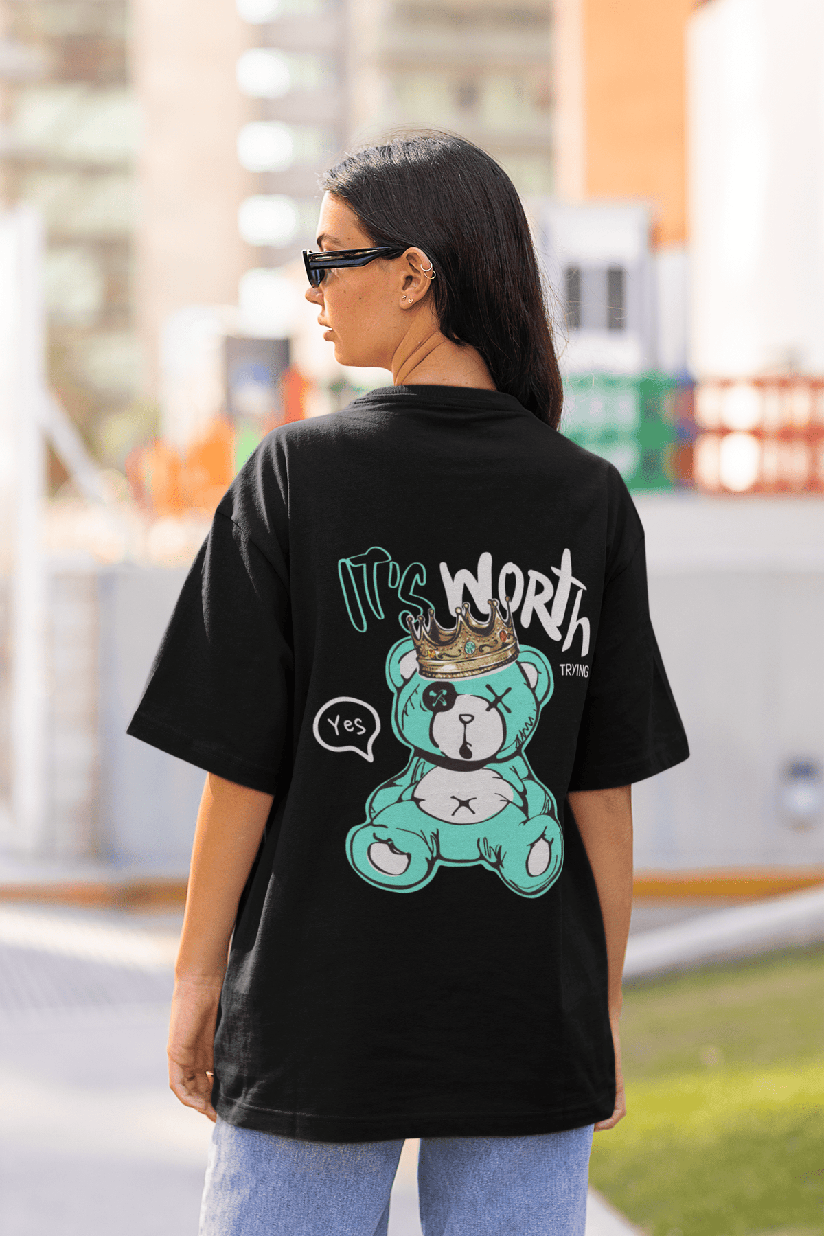 Damen Oversize Shirt It´s Worth Back Print