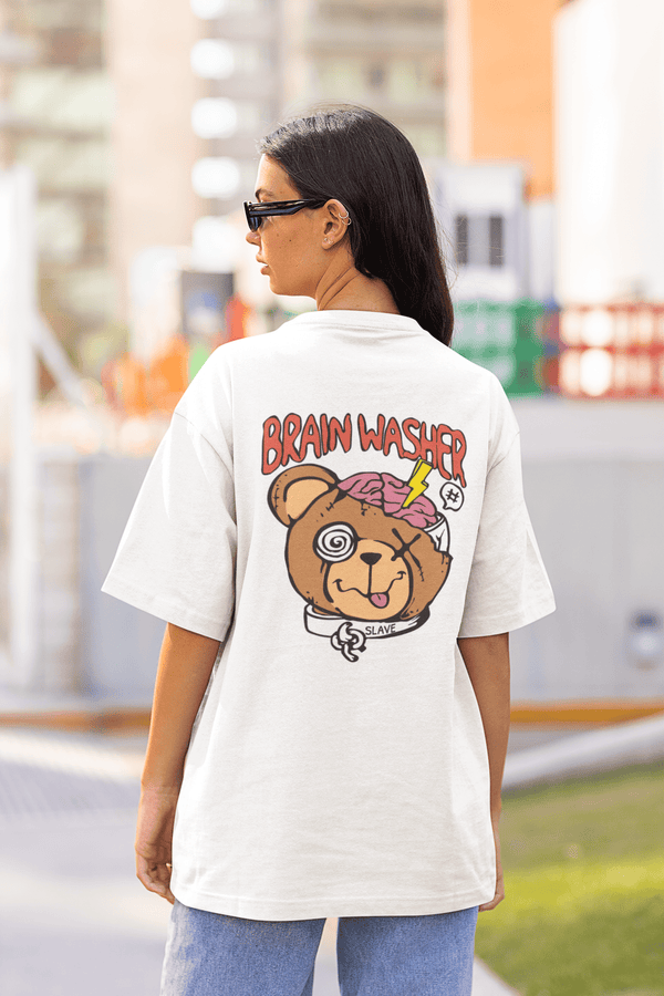 Damen Oversize Shirt Brain Washer Back Print