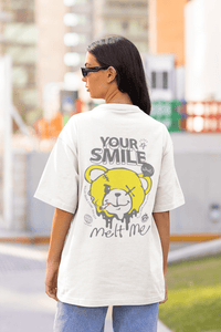 Damen Oversize Shirt Your Smile Melt Me Back Print