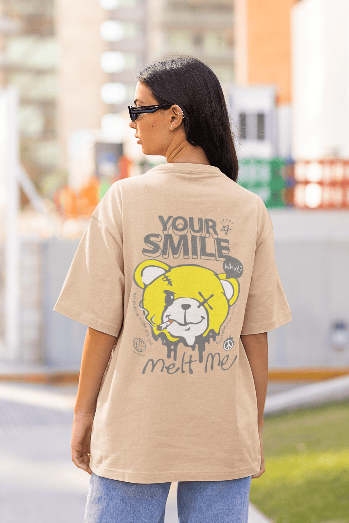 Damen Oversize Shirt Your Smile Melt Me Back Print