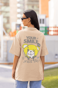 Damen Oversize Shirt Your Smile Melt Me Back Print