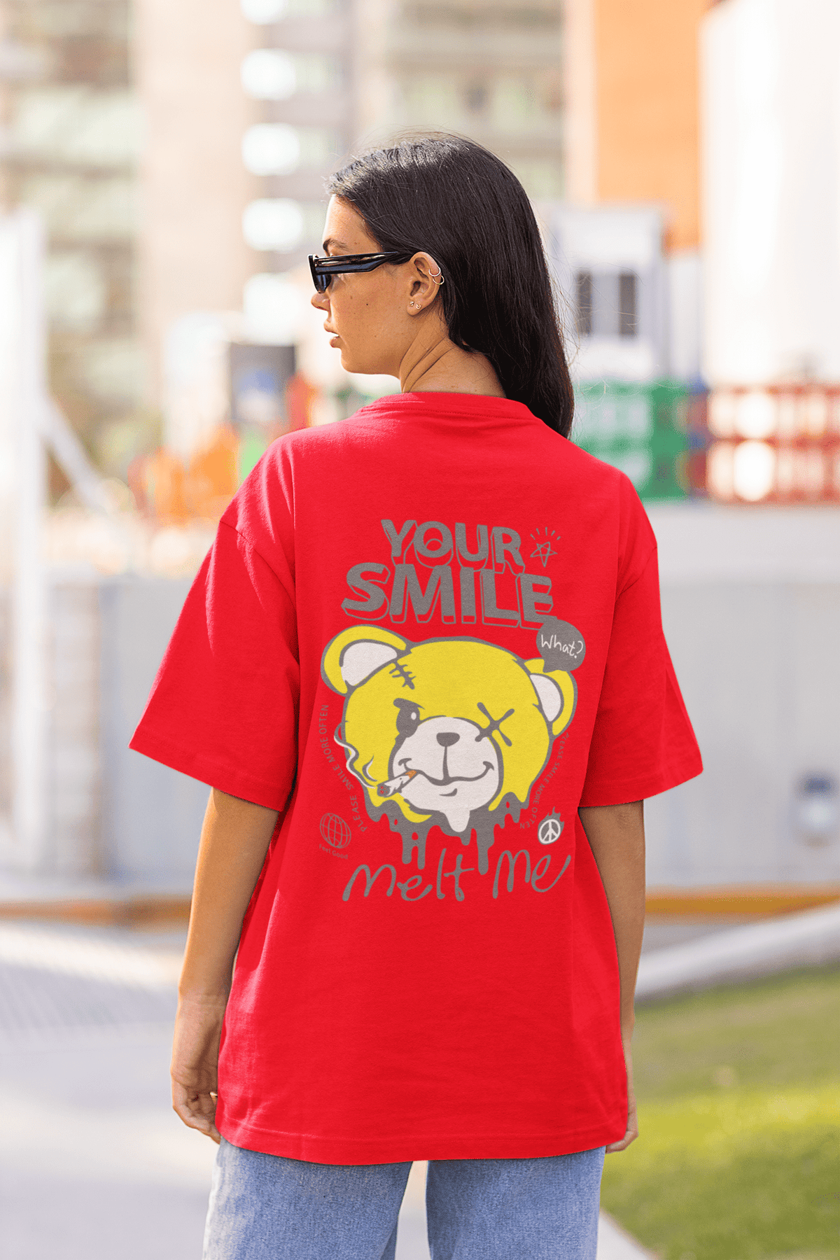 Damen Oversize Shirt Your Smile Melt Me Back Print