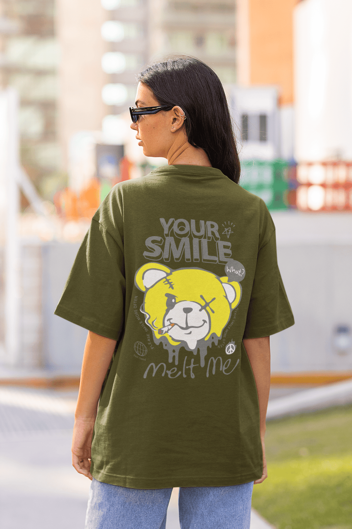 Damen Oversize Shirt Your Smile Melt Me Back Print