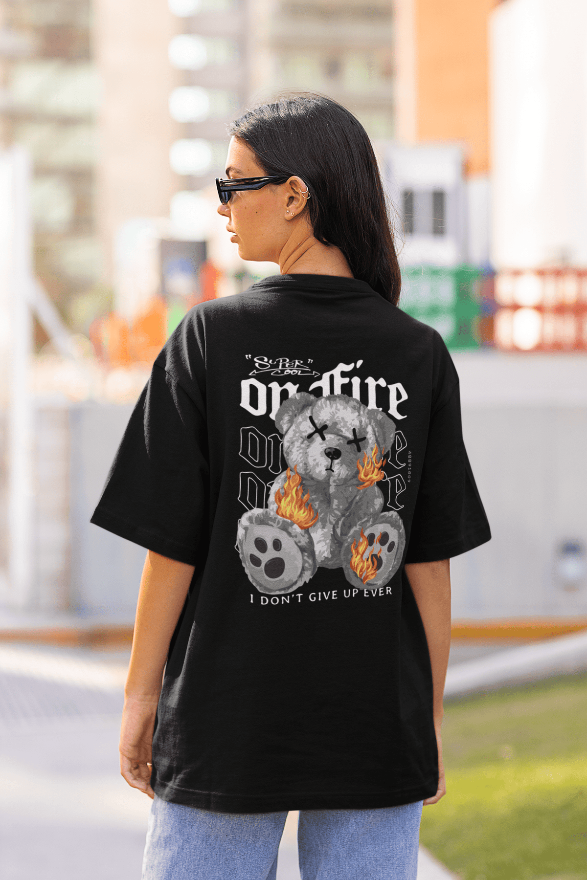 Damen Oversize Shirt On Fire I Don´t Give Up Ever